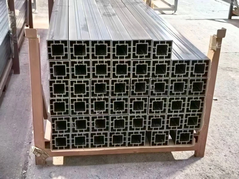 WPC column making machine running in Romania